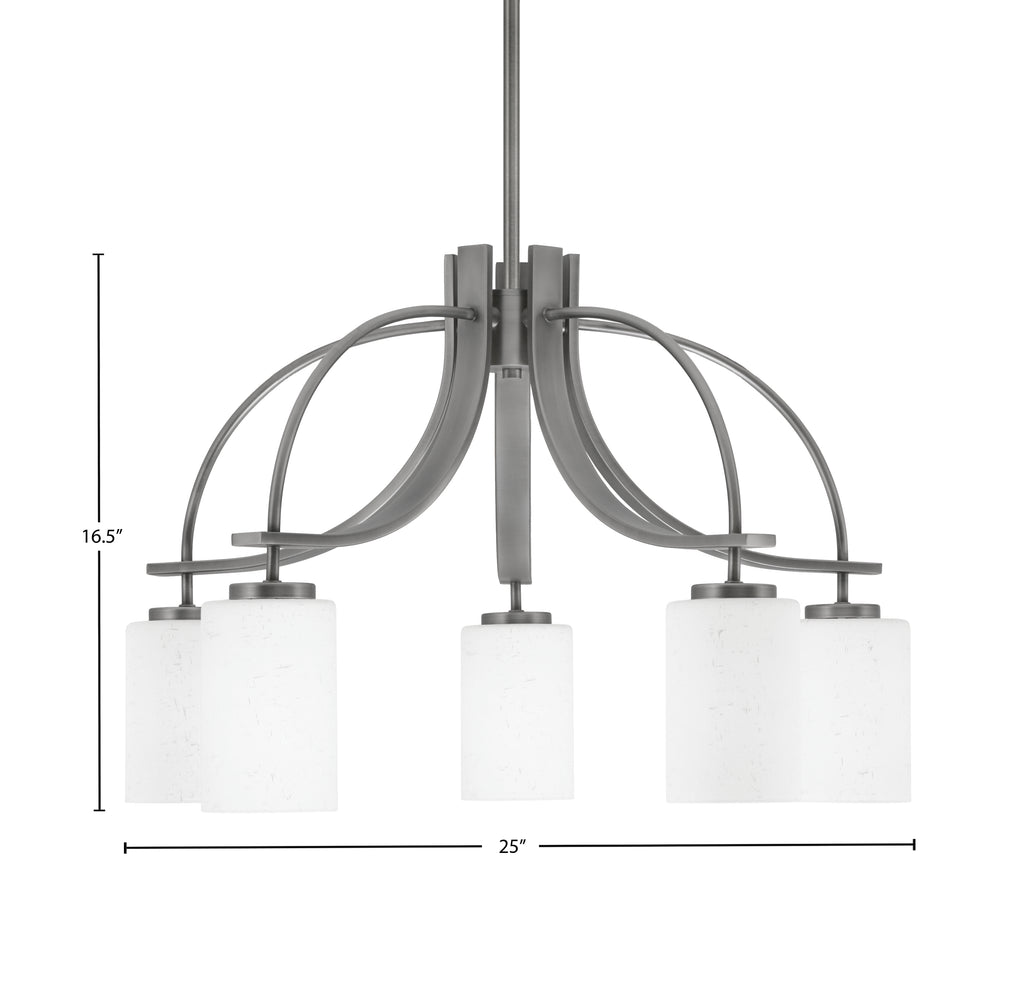 Cavella Five Light Chandelier in Graphite with 4" White Muslin Shade