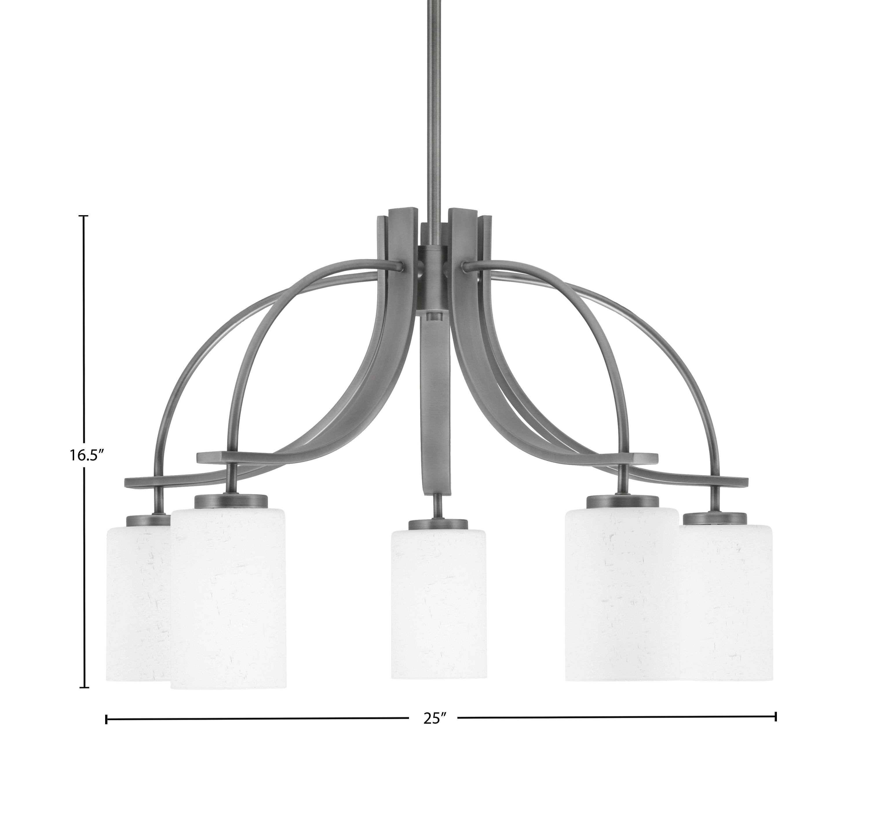 Cavella Five Light Chandelier in Graphite with 4" White Muslin Shade