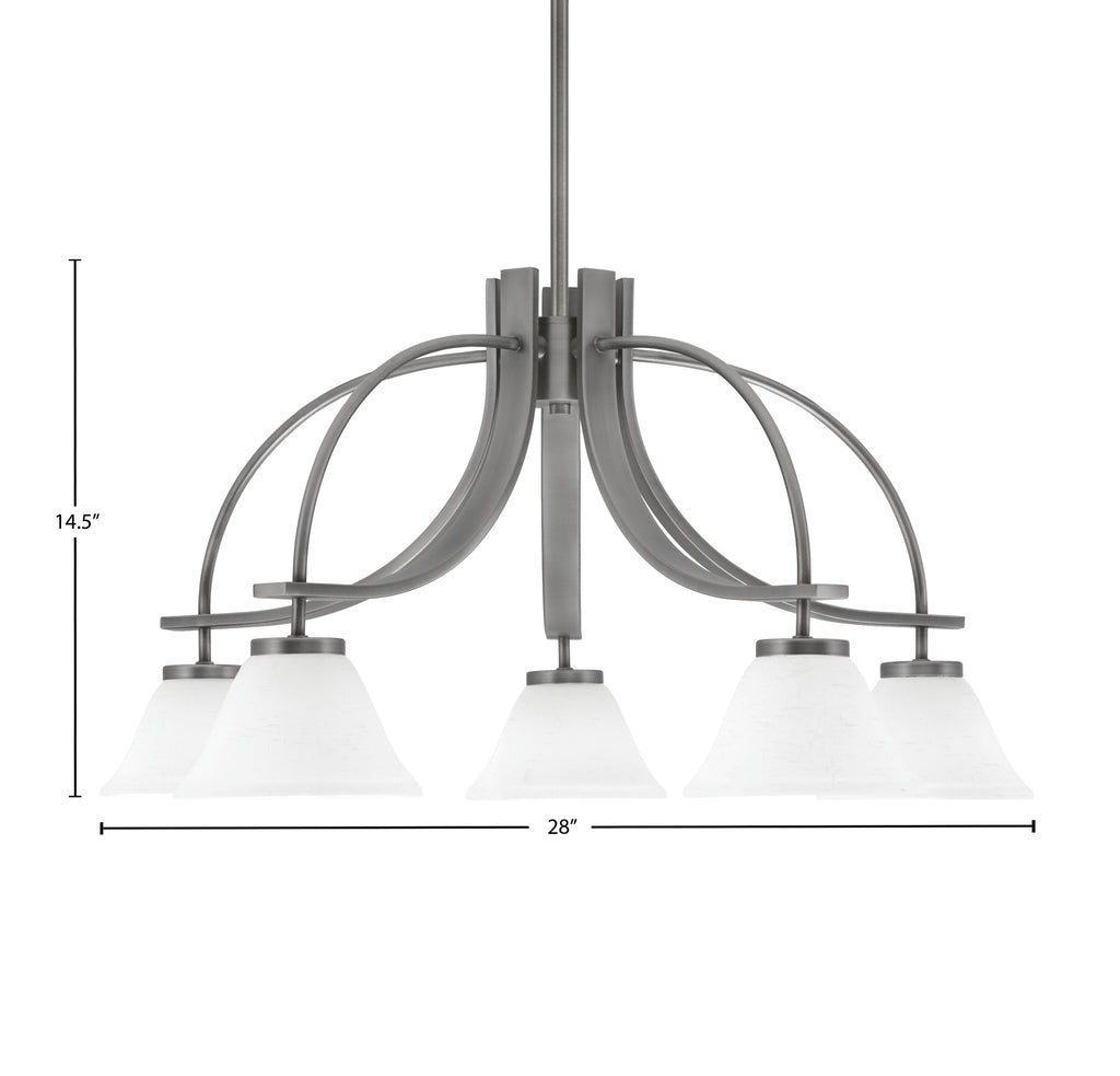 Cavella Five Light Chandelier in Graphite with 7" White Muslin Shade