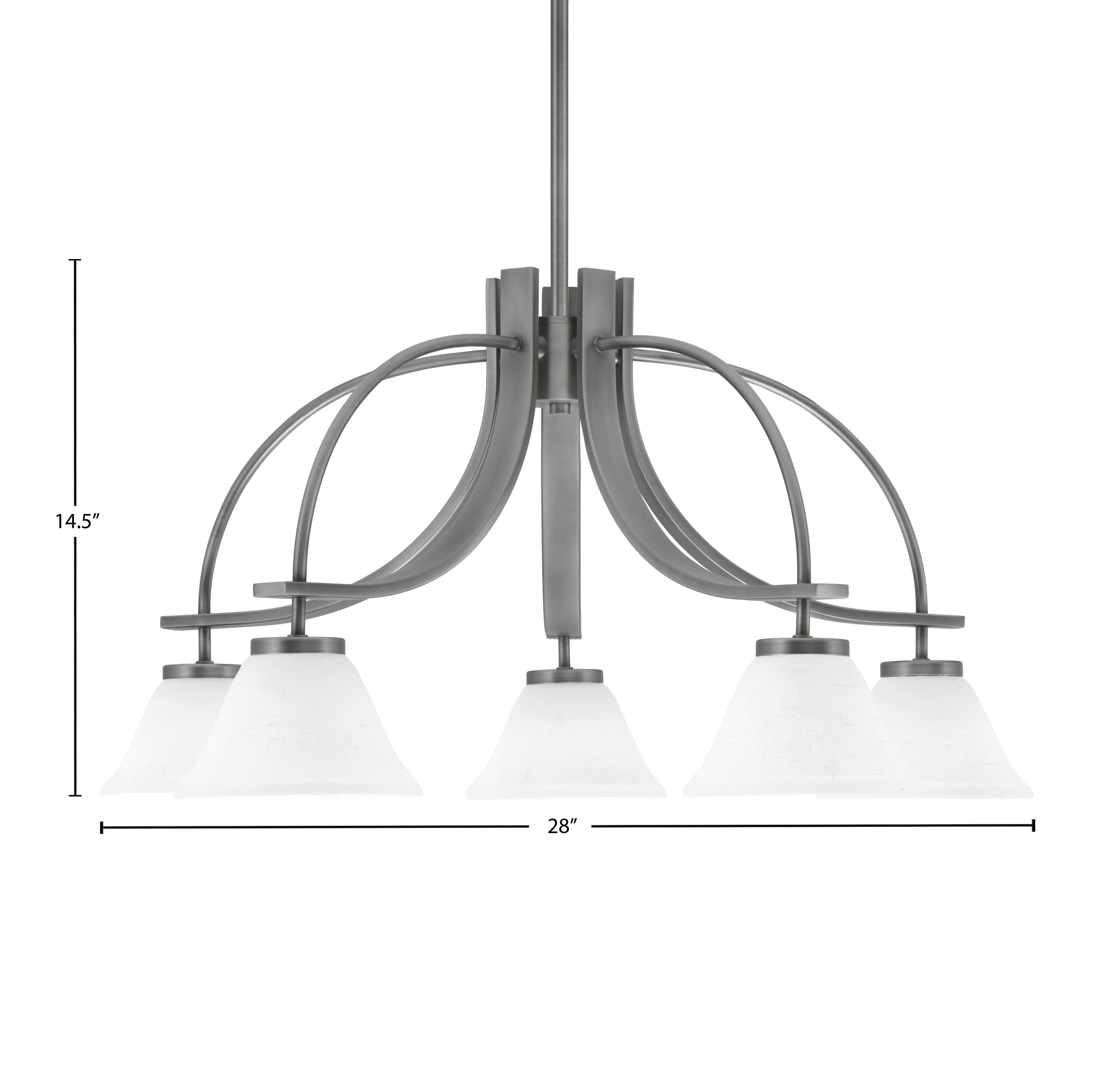 Cavella Five Light Chandelier in Graphite with 7" White Muslin Shade