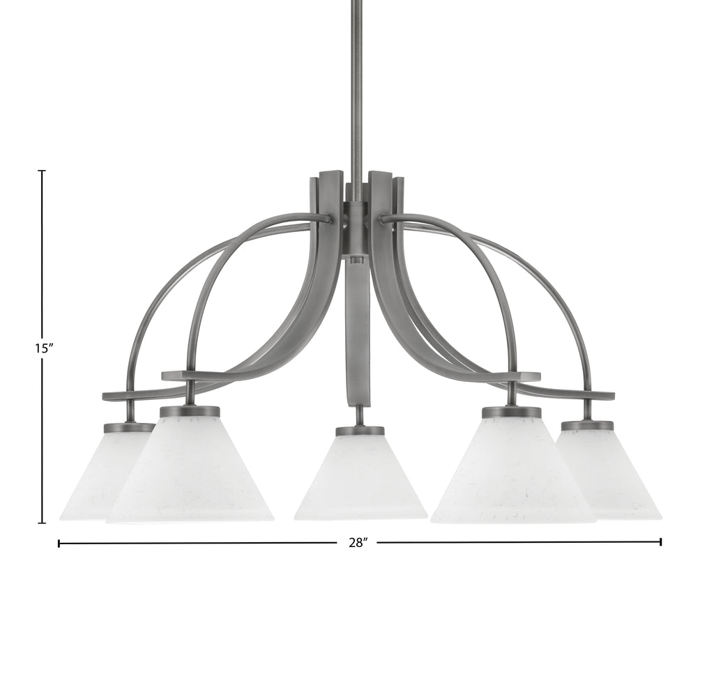 Cavella Five Light Chandelier in Graphite with 7" White Muslin Shade