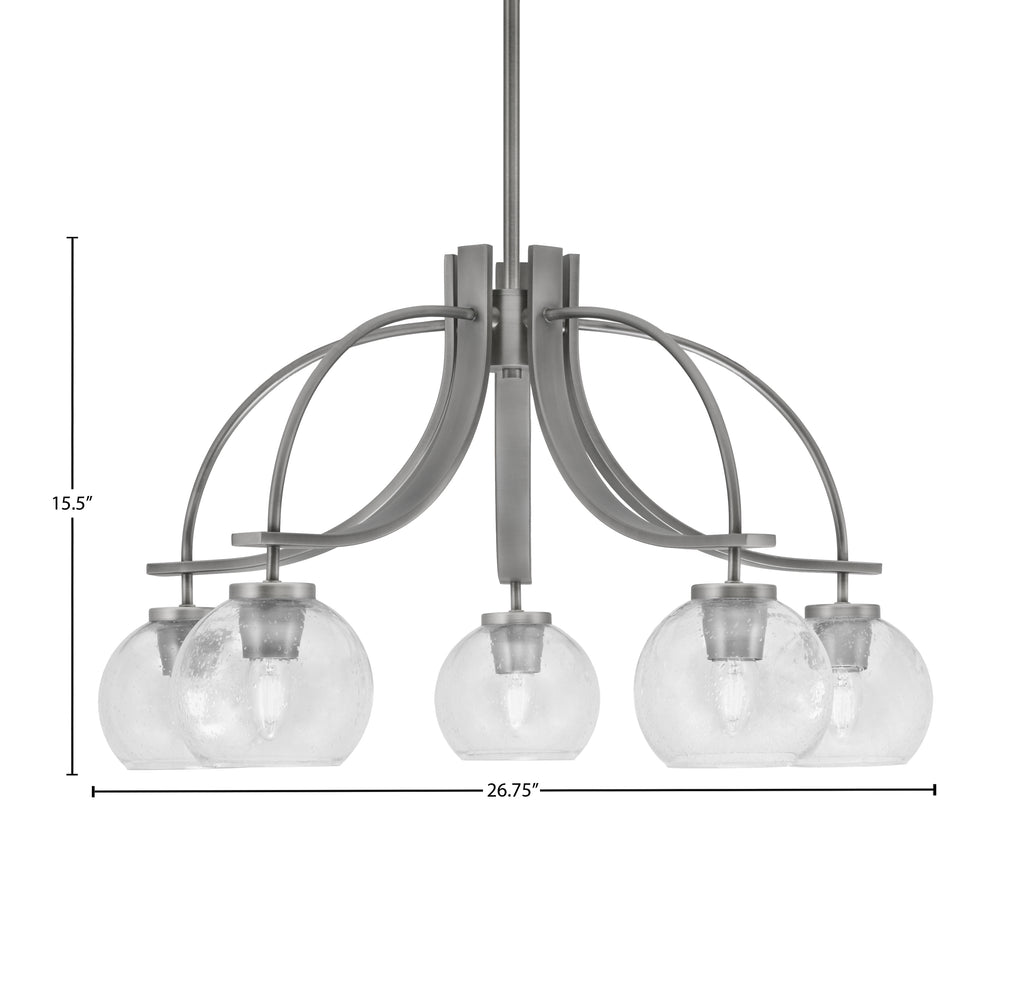 Cavella Five Light Chandelier in Graphite with 5.75" Clear Bubble Shade