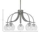 Cavella Five Light Chandelier in Graphite with 5.75" Clear Bubble Shade