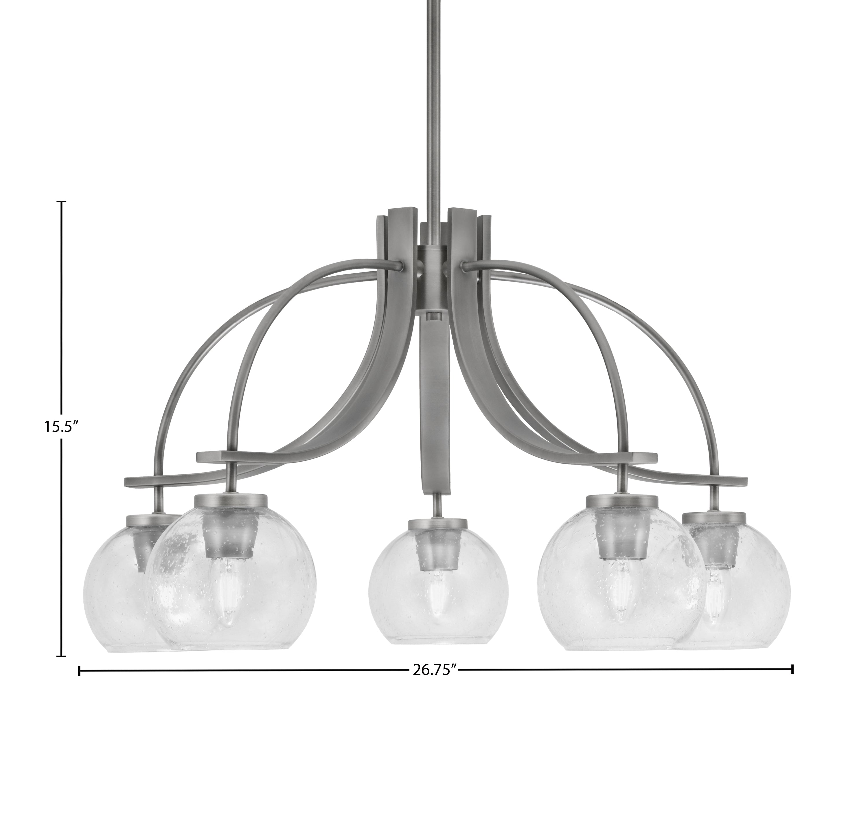 Cavella Five Light Chandelier in Graphite with 5.75" Clear Bubble Shade