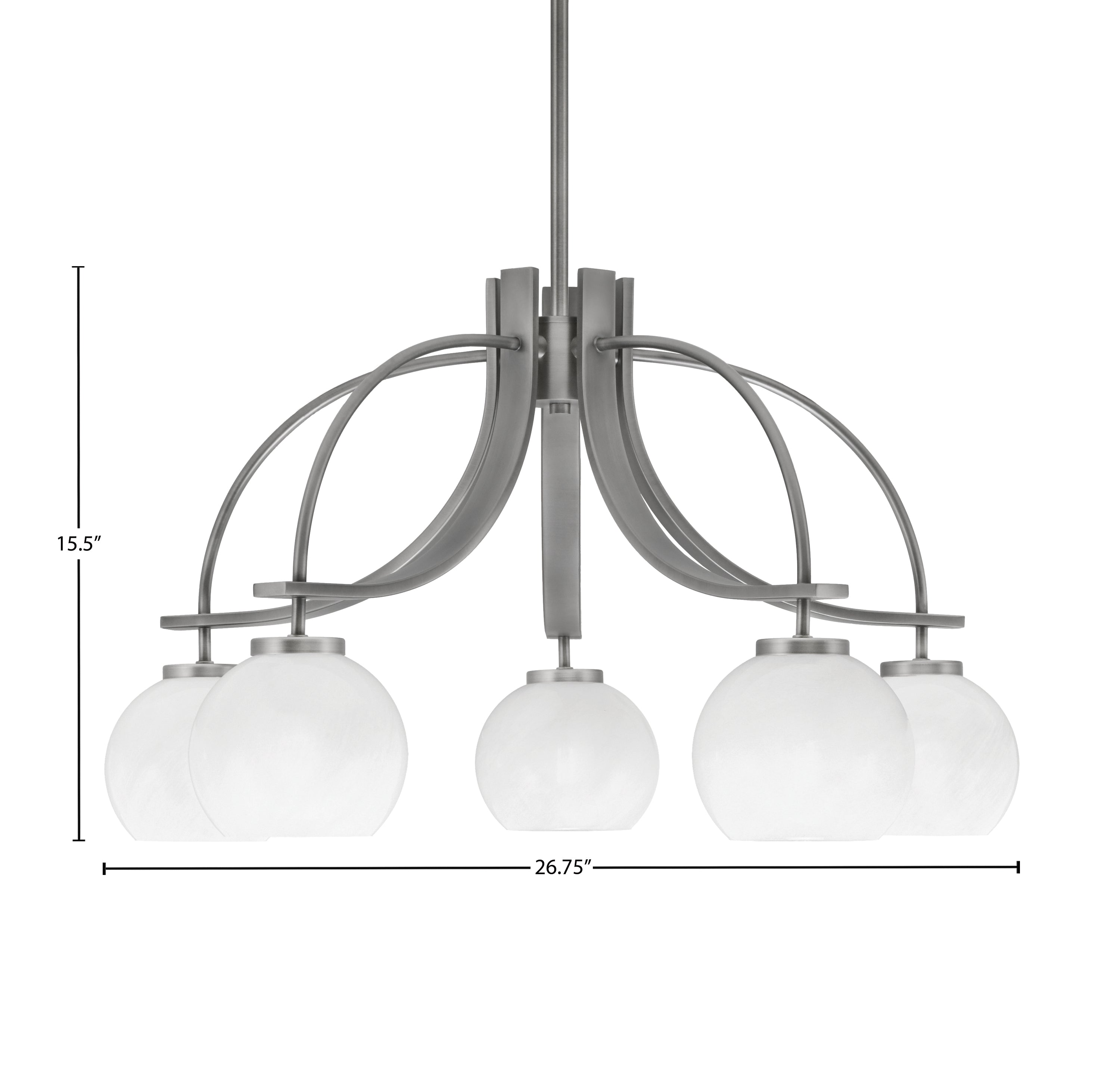 Cavella Five Light Chandelier in Graphite with 5.75" White Marble Shade