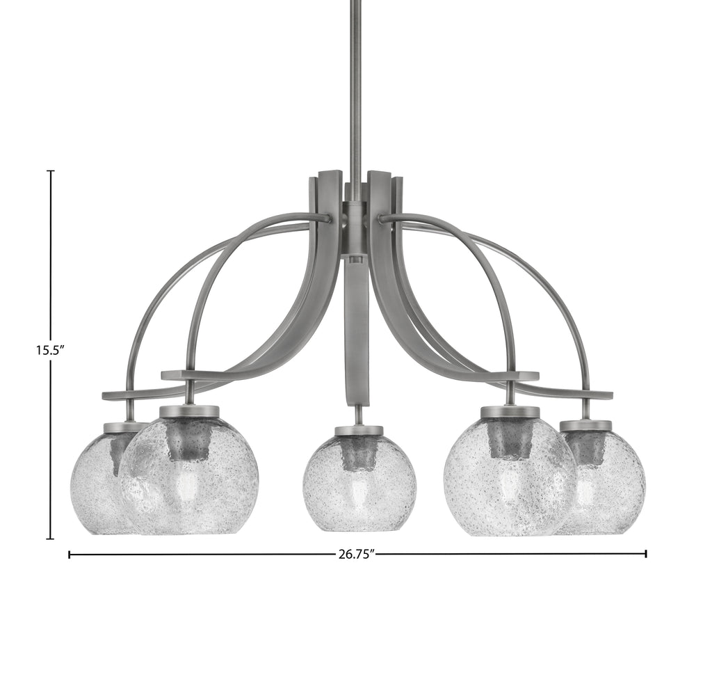 Cavella Five Light Chandelier in Graphite with 5.75" Smoke Bubble Shade