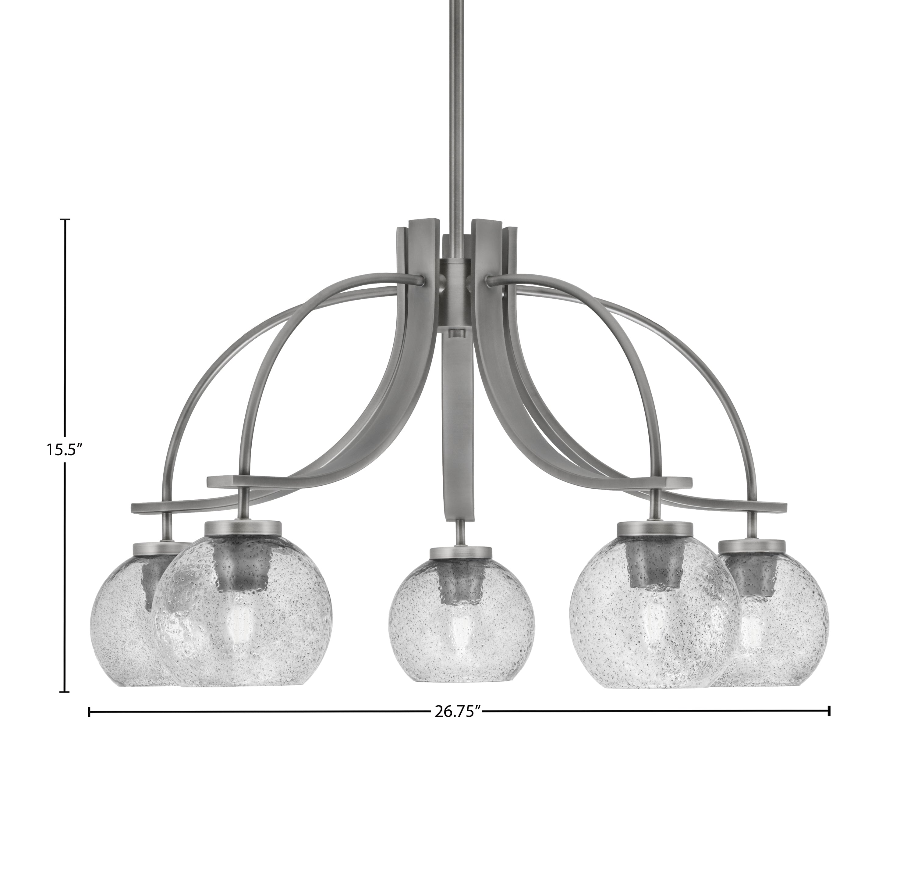 Cavella Five Light Chandelier in Graphite with 5.75" Smoke Bubble Shade