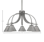 Cavella Five Light Chandelier in Graphite with 7" Graphite Cone Metal Shades Shade