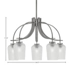 Cavella Five Light Chandelier in Graphite with 5.75" Clear Textured Shade