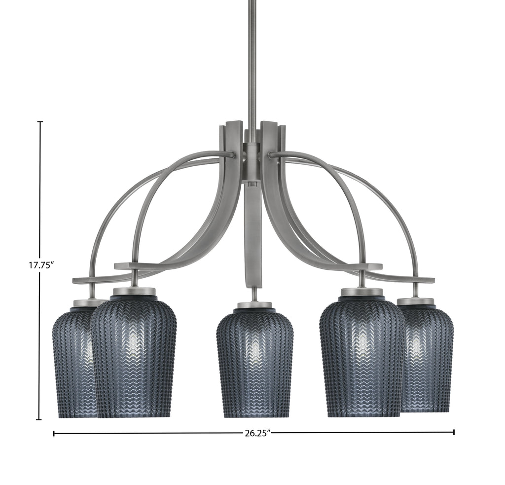 Cavella Five Light Chandelier in Graphite with 5.75" Smoke Textured Shade
