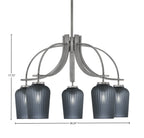 Cavella Five Light Chandelier in Graphite with 5.75" Smoke Textured Shade