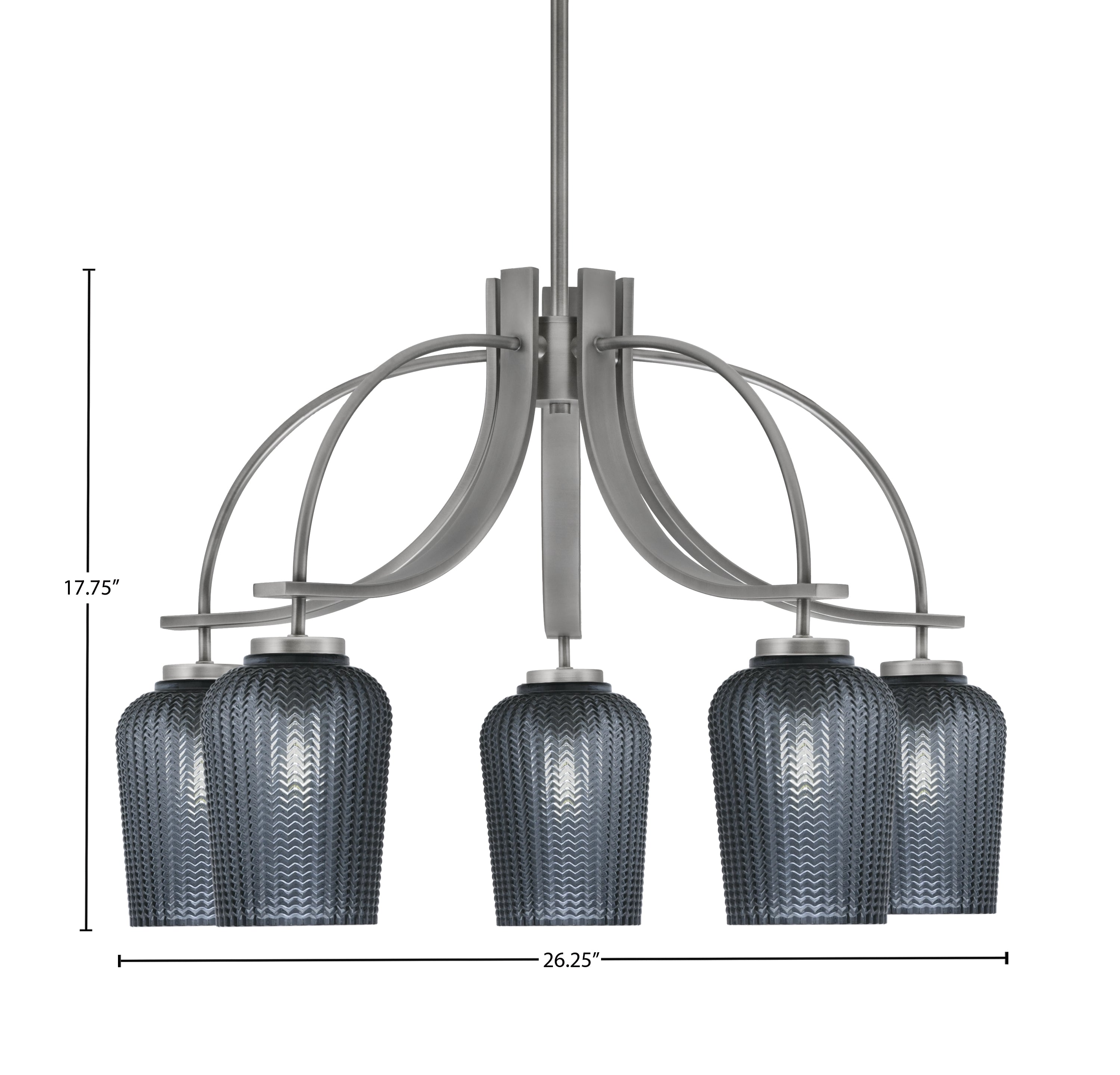 Cavella Five Light Chandelier in Graphite with 5.75" Smoke Textured Shade