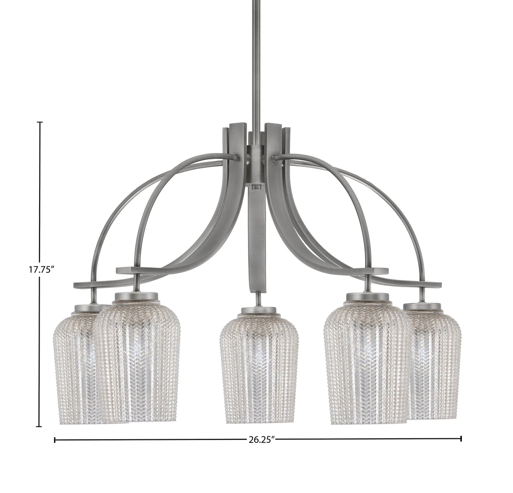 Cavella Five Light Chandelier in Graphite with 5.75" Silver Textured Shade