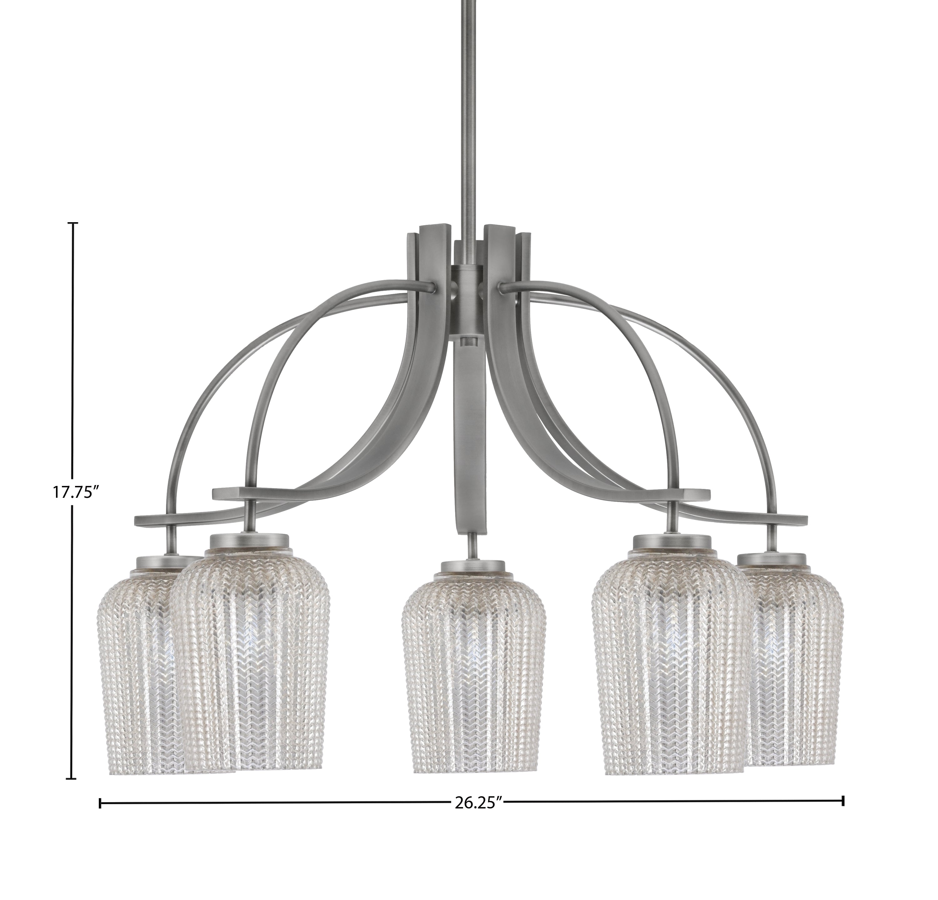 Cavella Five Light Chandelier in Graphite with 5.75" Silver Textured Shade
