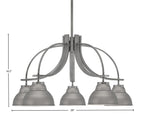 Cavella Five Light Chandelier in Graphite with 7" Graphite Double Bubble Metal Shades Shade