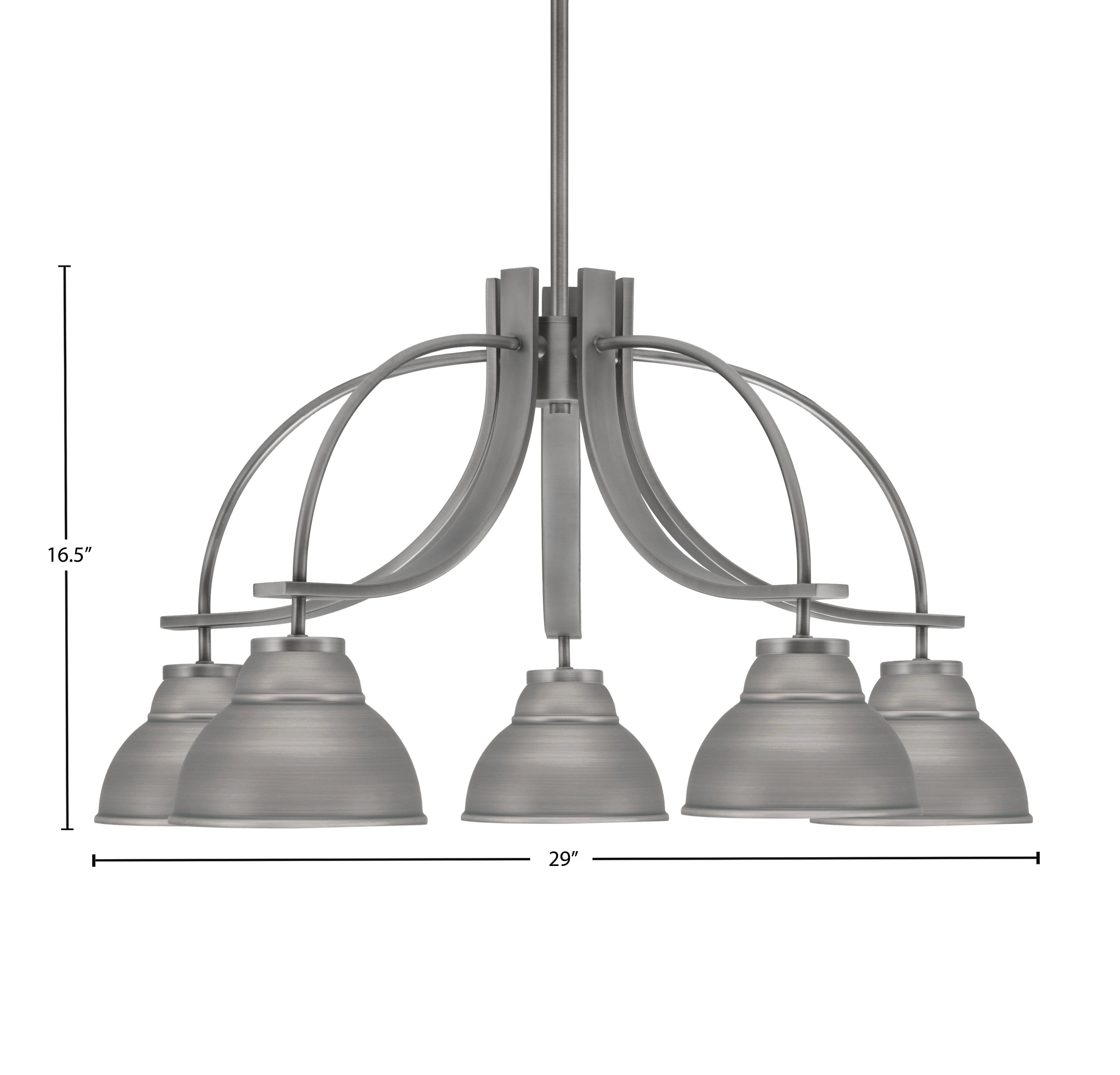 Cavella Five Light Chandelier in Graphite with 7" Graphite Double Bubble Metal Shades Shade