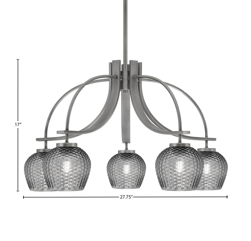 Cavella Five Light Chandelier in Graphite with 6" Smoke Textured Shade