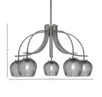 Cavella Five Light Chandelier in Graphite with 6" Smoke Textured Shade