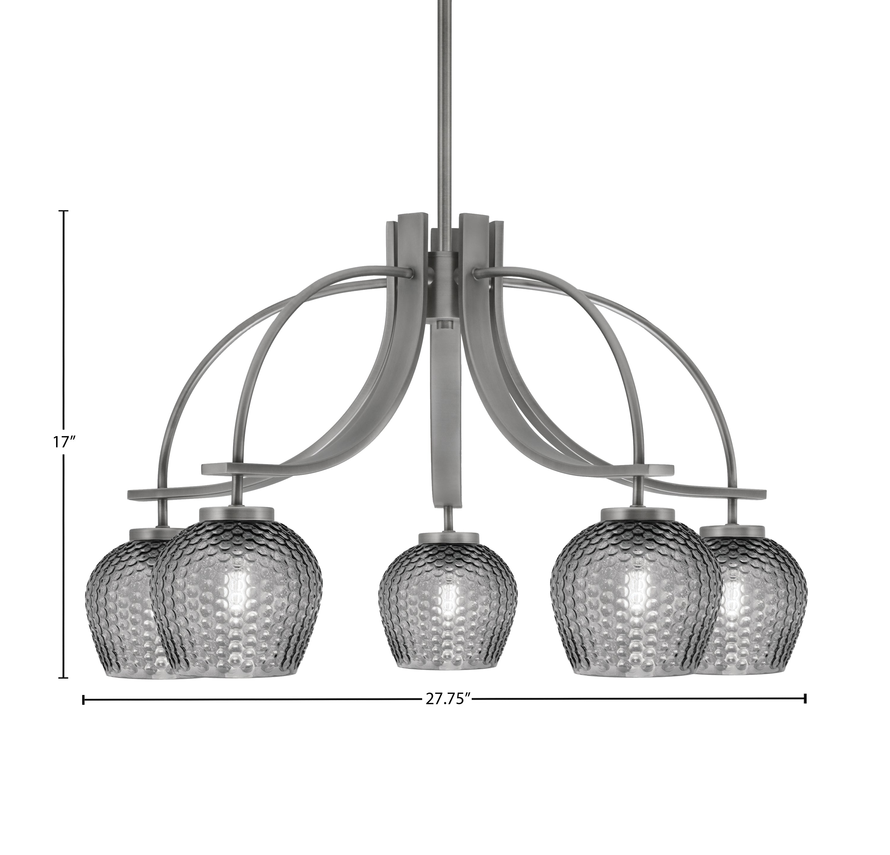 Cavella Five Light Chandelier in Graphite with 6" Smoke Textured Shade