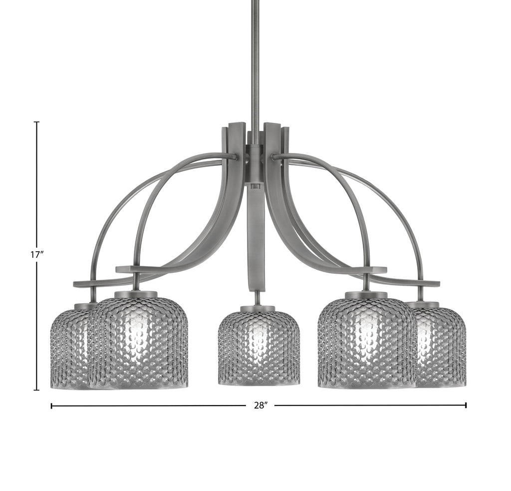 Cavella Five Light Chandelier in Graphite with 6" Smoke Textured Shade