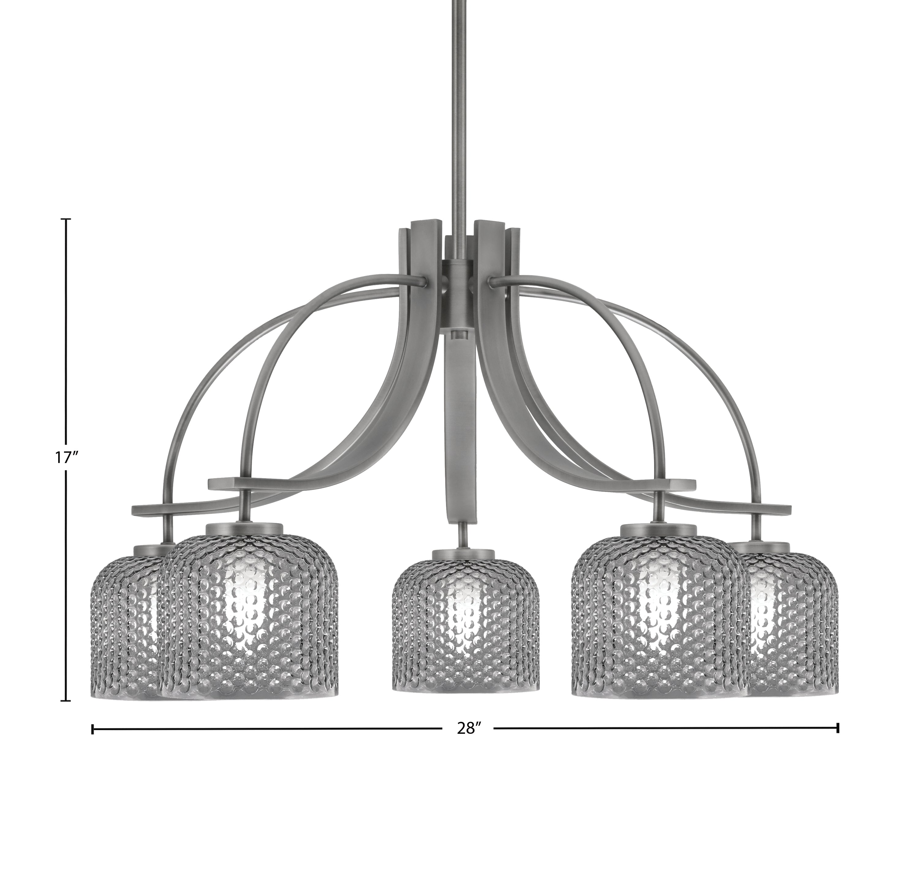 Cavella Five Light Chandelier in Graphite with 6" Smoke Textured Shade