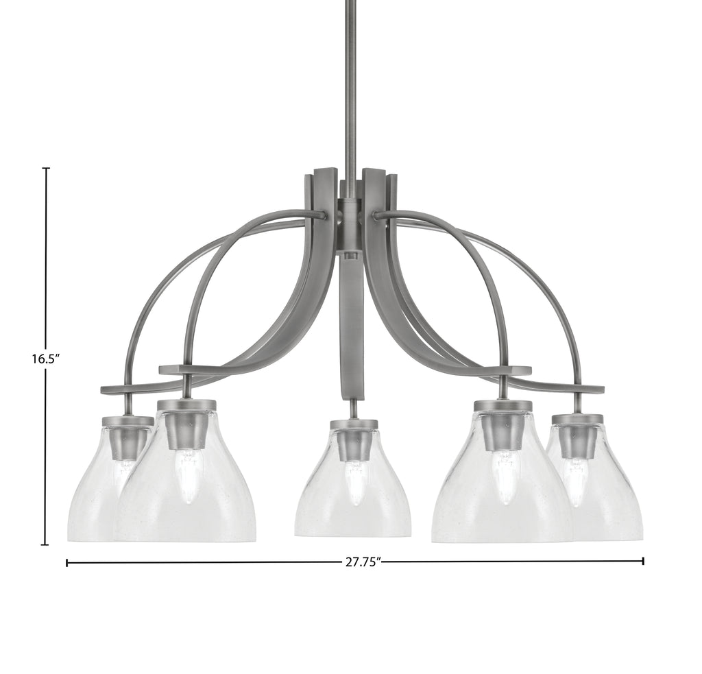 Cavella Five Light Chandelier in Graphite with 6.25" Clear Bubble Shade