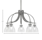 Cavella Five Light Chandelier in Graphite with 6.25" Clear Bubble Shade