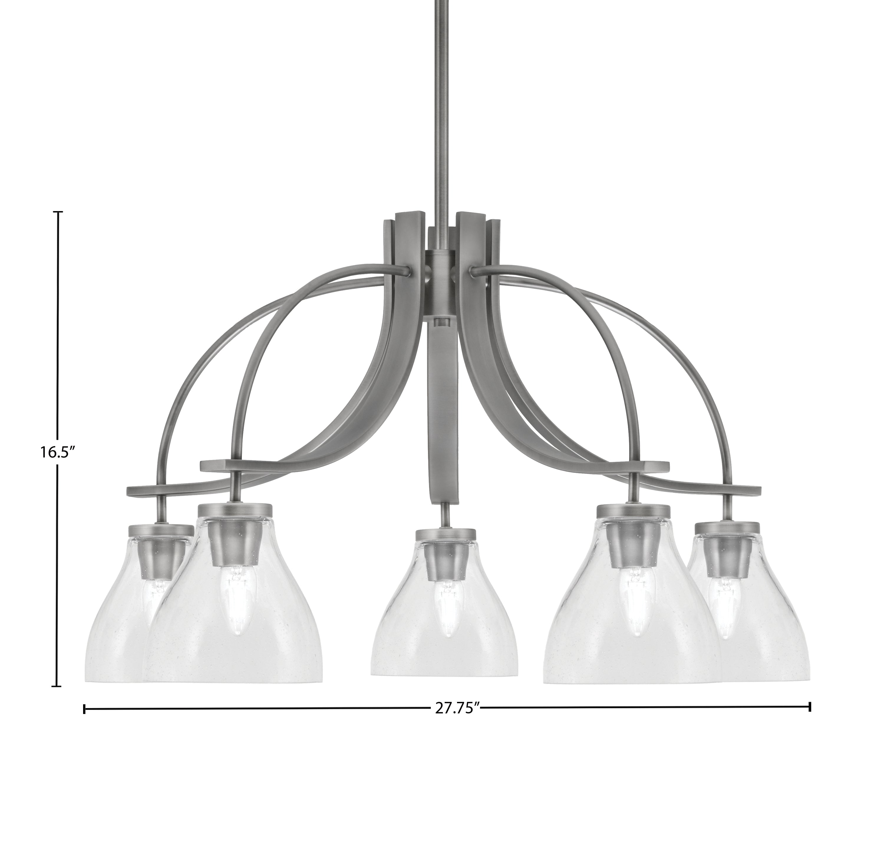 Cavella Five Light Chandelier in Graphite with 6.25" Clear Bubble Shade