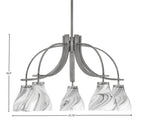 Cavella Five Light Chandelier in Graphite with 6.25" Onyx Swirl Shade