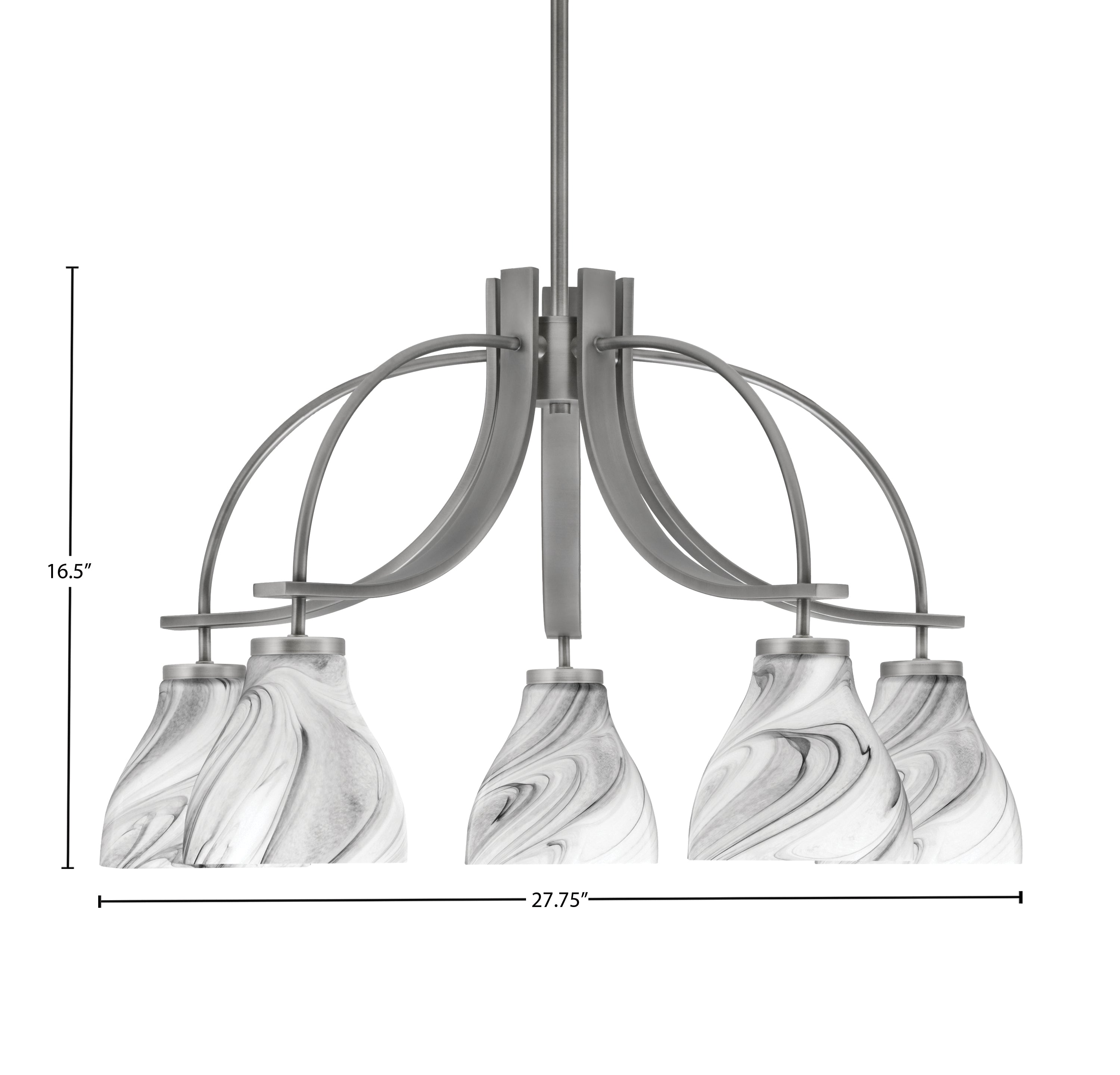 Cavella Five Light Chandelier in Graphite with 6.25" Onyx Swirl Shade