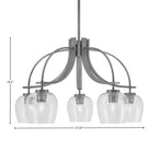 Cavella Five Light Chandelier in Graphite with 6" Clear Bubble Shade