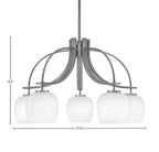 Cavella Five Light Chandelier in Graphite with 6" White Marble Shade