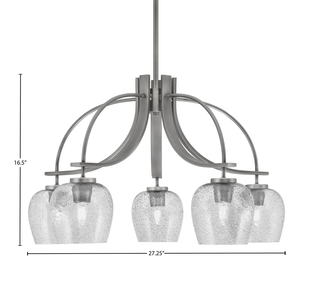 Cavella Five Light Chandelier in Graphite with 6" Smoke Bubble Shade