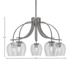 Cavella Five Light Chandelier in Graphite with 6" Smoke Bubble Shade