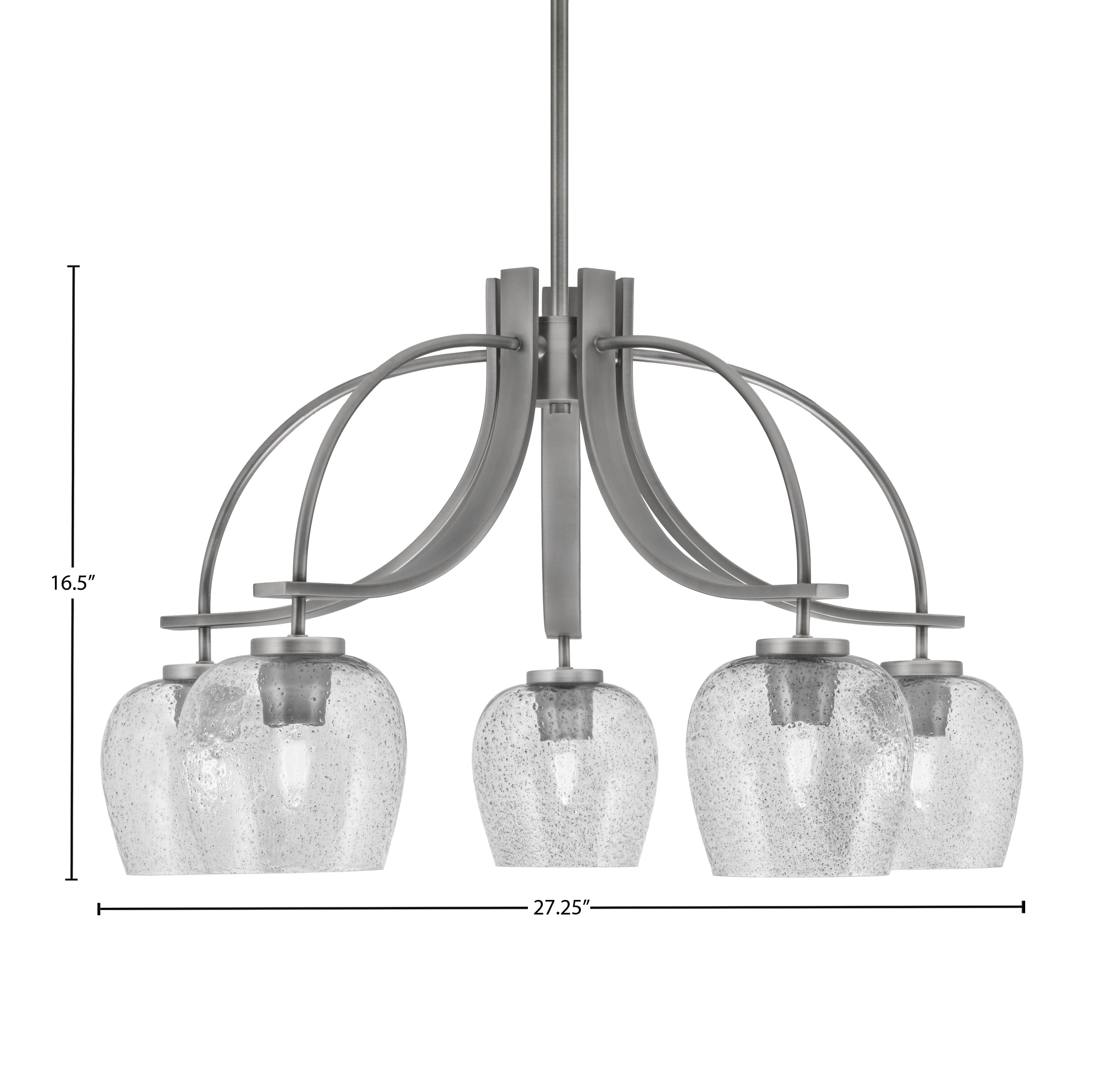 Cavella Five Light Chandelier in Graphite with 6" Smoke Bubble Shade