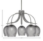 Cavella Five Light Chandelier in Graphite with 7.5" Smoke Textured Shade