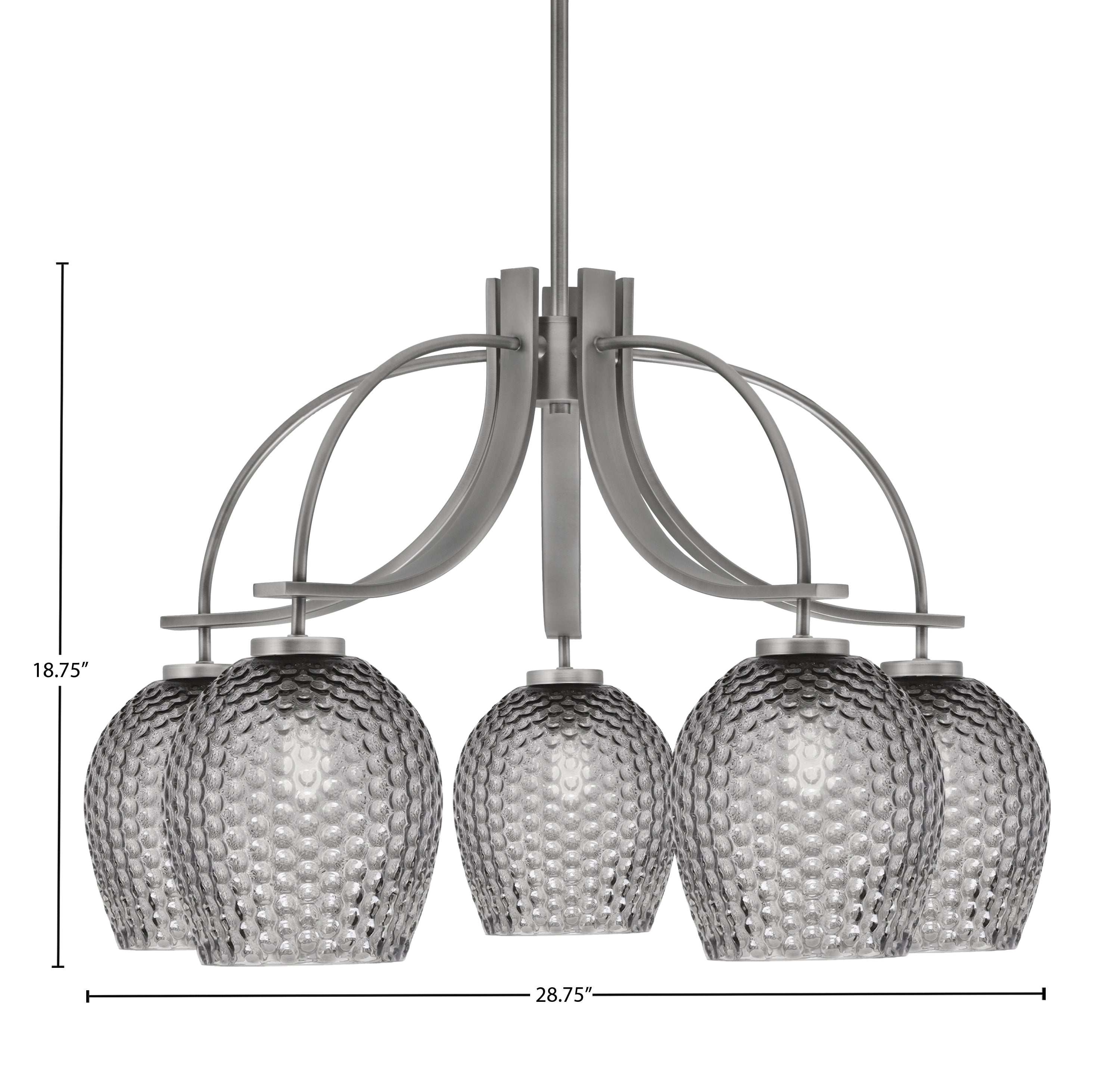 Cavella Five Light Chandelier in Graphite with 7.5" Smoke Textured Shade