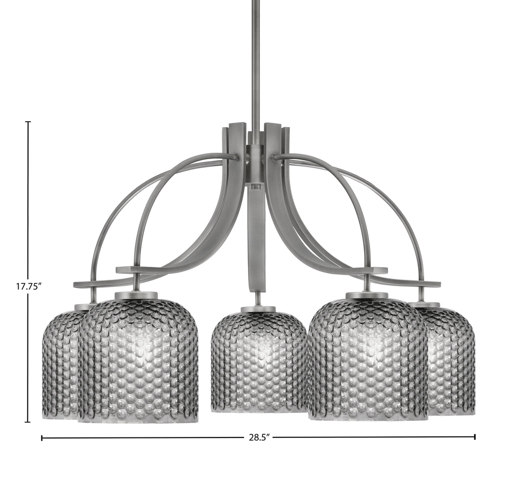 Cavella Five Light Chandelier in Graphite with 7" Smoke Textured Shade