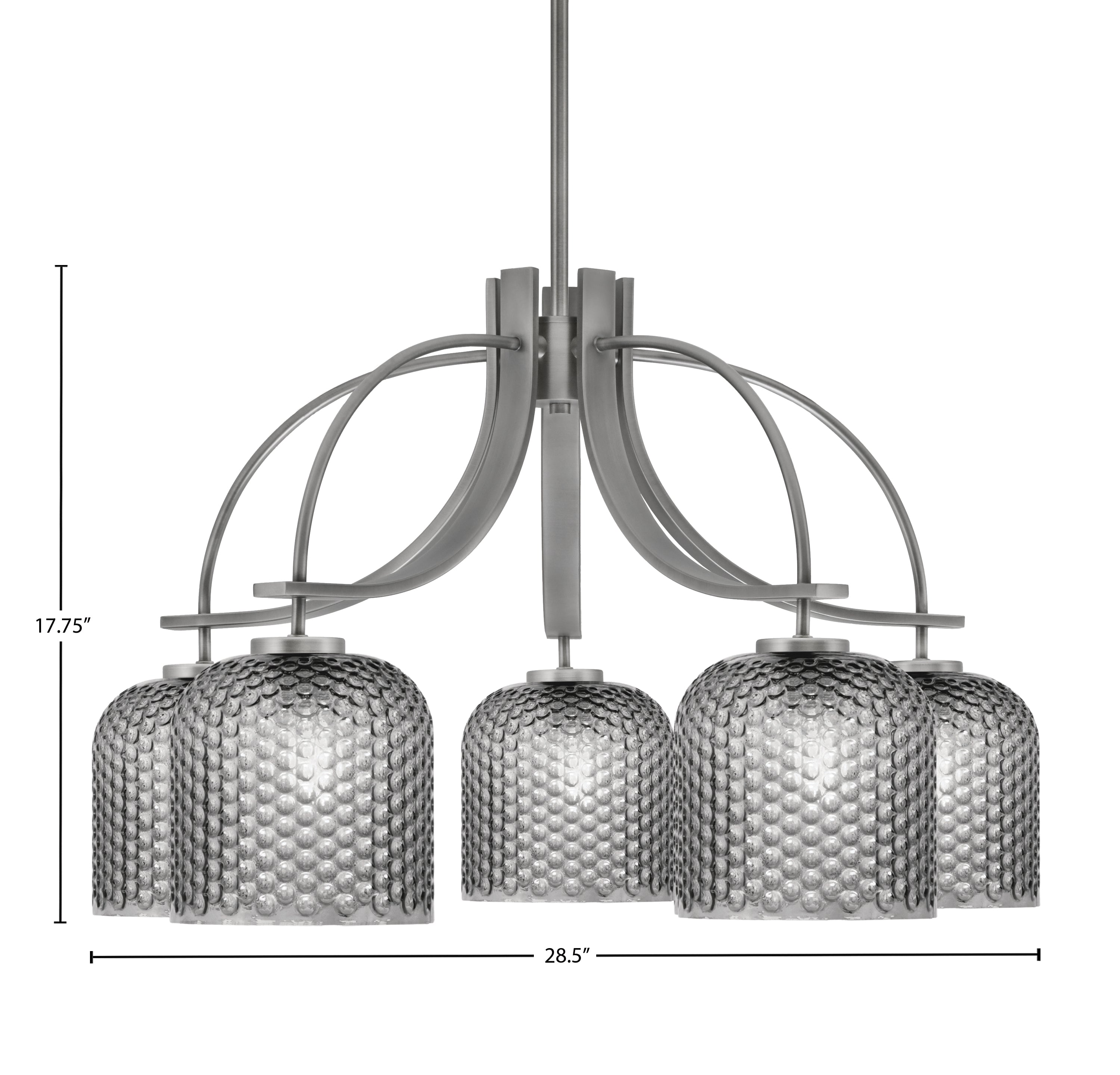 Cavella Five Light Chandelier in Graphite with 7" Smoke Textured Shade