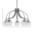 Cavella Five Light Chandelier in Graphite with 6" Clear Ribbed Shade