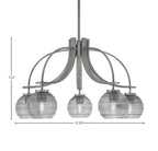 Cavella Five Light Chandelier in Graphite with 6" Smoke Ribbed Shade
