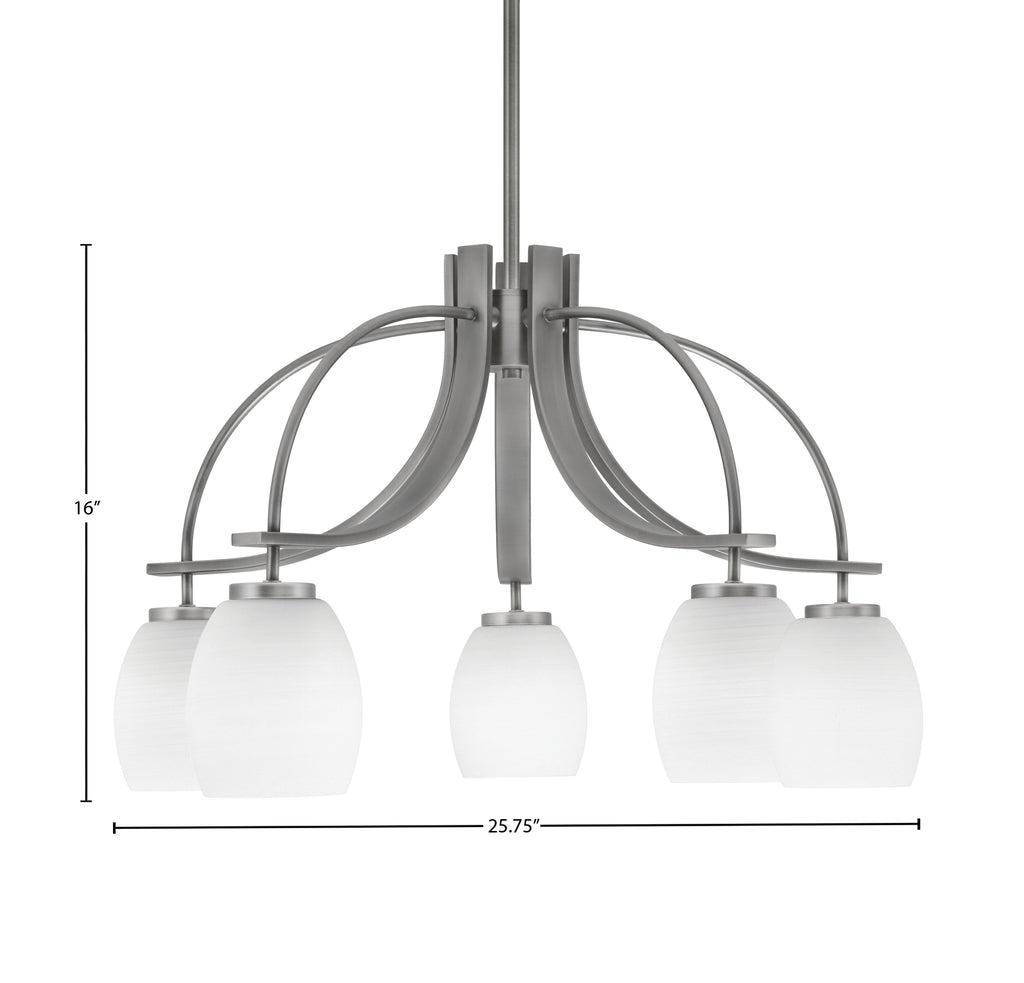 Cavella Five Light Chandelier in Graphite with 5" White Linen Shade