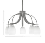 Cavella Five Light Chandelier in Graphite with 5" White Linen Shade