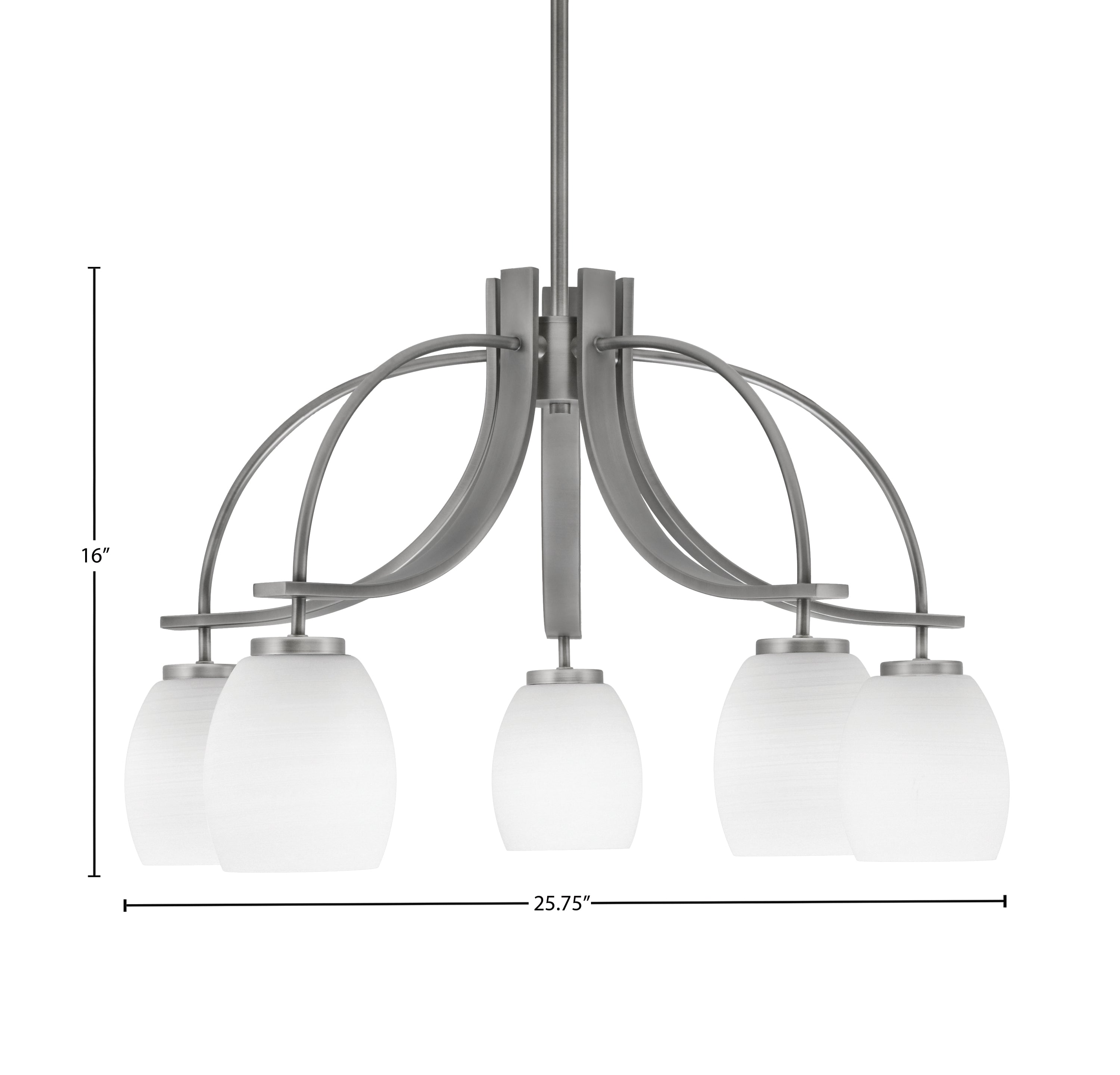 Cavella Five Light Chandelier in Graphite with 5" White Linen Shade