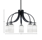 Cavella Five Light Chandelier in Matte Black with 4" White Marble Shade