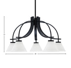 Cavella Five Light Chandelier in Matte Black with 7" White Muslin Shade