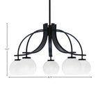 Cavella Five Light Chandelier in Matte Black with 5.75" White Marble Shade