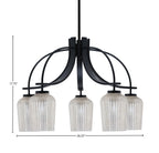 Cavella Five Light Chandelier in Matte Black with 5.75" Silver Textured Shade