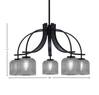 Cavella Five Light Chandelier in Matte Black with 6" Smoke Textured Shade