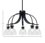 Cavella Five Light Chandelier in Matte Black with 6.25" Clear Bubble Shade